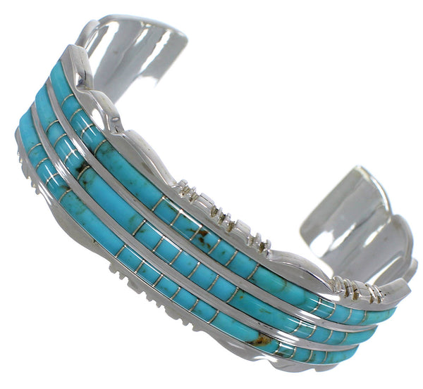 Sterling Silver And Turquoise Inlay Bracelet TX39607